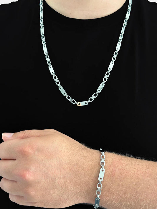 G-Jewelry Plattenkette Set 6mm - Edelstahl